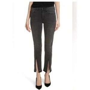 Frame Jeans Black Woodland Le Nouveau Straight Leg Split Fray Hem Denim Size 29